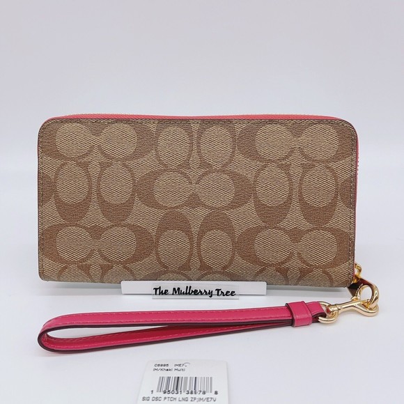Coach C6995 Long Zip Around Wallet In Signature Canvas With Disco Patches NWT - Picture 2 of 9